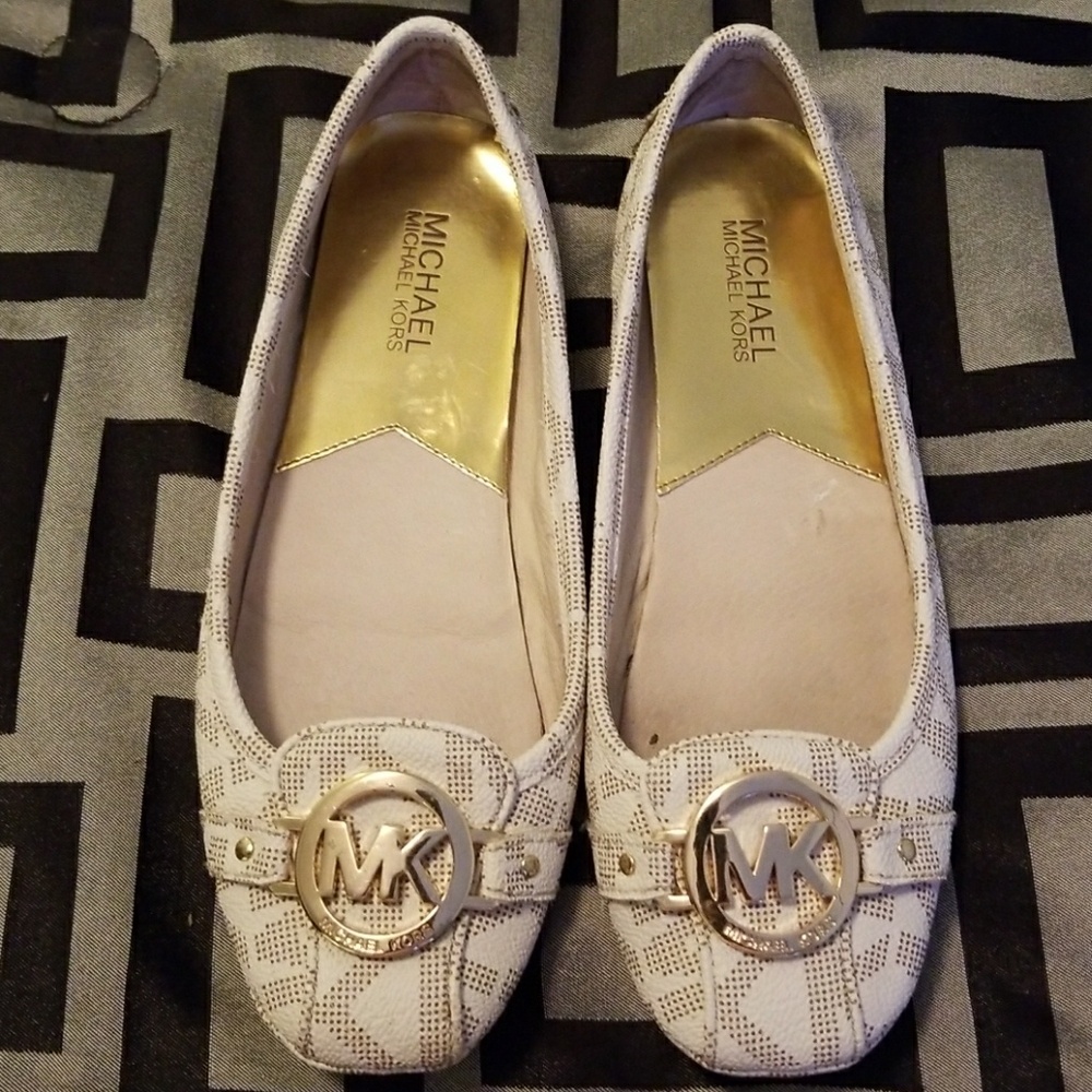 Michael Kors White and Gold Flats